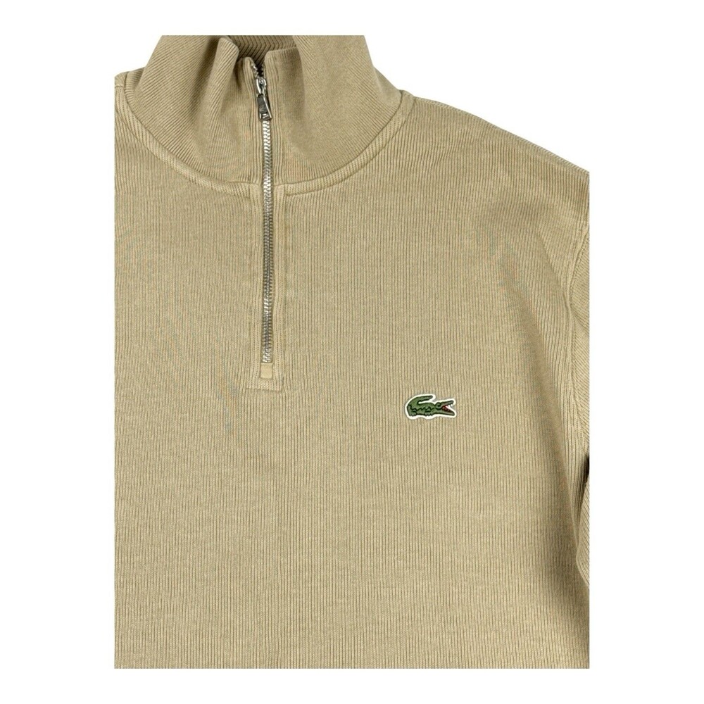 Lacoste Classic Fit 1/4 Zip Sweatshirt Tan Beige Cotton Pullover Men’s S - Picture 3 of 9